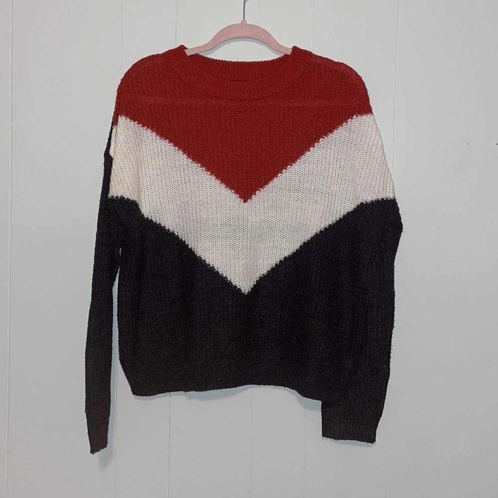 Cute red, navy, and white sweater!!